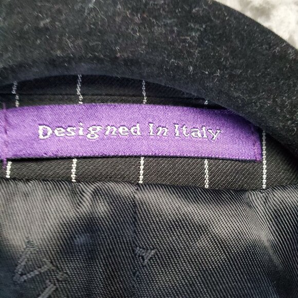 Vinci Suit Mens 46S 40x28 Black Pinstripe Two Piece Polyester Blend Suit *Read* - Picture 3 of 16